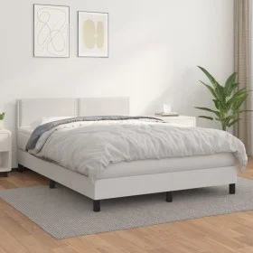 Box spring bed with white synthetic leather mattress 140x200cm by , Beds and slatted bases - Ref: Foro24-3141066, Price: 455,...
