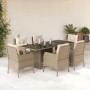 Set comedor de jardín 7 pzas con cojines ratán sintético beige en Conjuntos de jardín | Comprar online en Foru.es