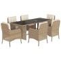 Set comedor de jardín 7 pzas con cojines ratán sintético beige en Conjuntos de jardín | Comprar online en Foru.es