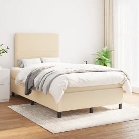 Cama box spring con colchón tela color crema 120x200 cm de , Camas y somieres - Ref: Foro24-3141686, Precio: 411,87 €, Descue...