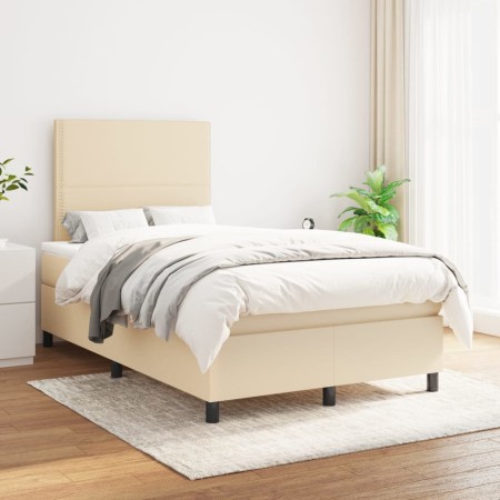 Cama box spring con colchón tela color crema 120x200 cm de , Camas y somieres - Ref: Foro24-3141686, Precio: 411,87 €, Descue...
