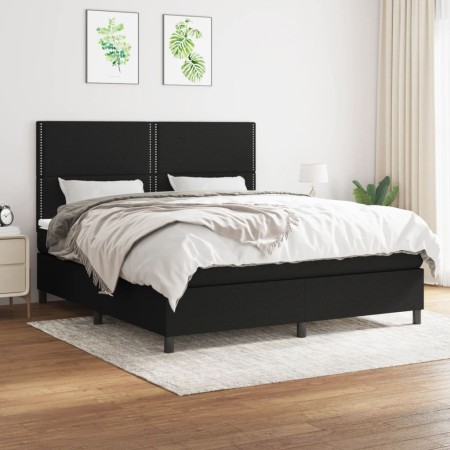 Cama box spring con colchón tela negro 180x200 cm de , Camas y somieres - Ref: Foro24-3141715, Precio: 595,38 €, Descuento: %