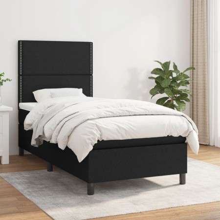 Cama box spring con colchón tela negro 90x200 cm de , Camas y somieres - Ref: Foro24-3141667, Precio: 325,19 €, Descuento: %