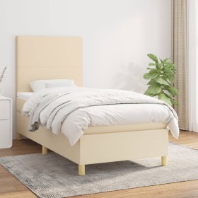 Cama box spring con colchón tela color crema 80x200 cm de , Camas y somieres - Ref: Foro24-3142134, Precio: 328,76 €, Descuen...