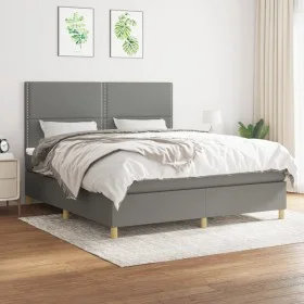 Cama box spring con colchón tela gris oscuro 160x200 cm de , Camas y somieres - Ref: Foro24-3142266, Precio: 553,42 €, Descue...