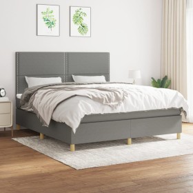 Cama box spring con colchón tela gris oscuro 160x200 cm de , Camas y somieres - Ref: Foro24-3142266, Precio: 539,21 €, Descue...