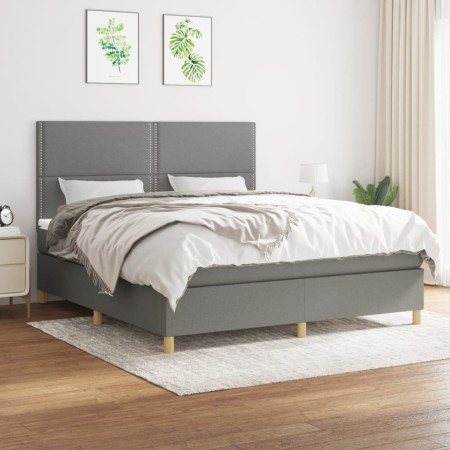 Cama box spring con colchón tela gris oscuro 160x200 cm de , Camas y somieres - Ref: Foro24-3142266, Precio: 539,21 €, Descue...
