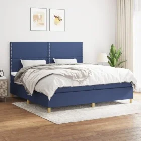 Cama box spring con colchón tela azul 200x200 cm de , Camas y somieres - Ref: Foro24-3142287, Precio: 611,30 €, Descuento: %