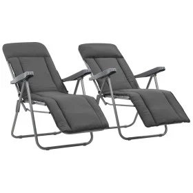 Sillas plegables de jardín con cojín 2 unidades gris de vidaXL, Sillas de jardín - Ref: Foro24-44320, Precio: 198,40 €, Descu...