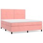 Cama box spring con colchón terciopelo rosa 160x200 cm de , Camas y somieres - Ref: Foro24-3142976, Precio: 535,57 €, Descuen...