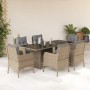 Set comedor de jardín 7 pzas con cojines ratán sintético beige en Conjuntos de jardín | Comprar online en Foru.es