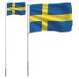 Mástil y bandera de Suecia aluminio 5,55 m de , Banderas y mangas de viento - Ref: Foro24-3147142, Precio: 53,89 €, Descuento: %