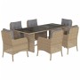 Set comedor de jardín 7 pzas con cojines ratán sintético beige en Conjuntos de jardín | Comprar online en Foru.es