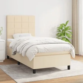 Cama box spring con colchón tela color crema 80x200 cm de , Camas y somieres - Ref: Foro24-3141734, Precio: 309,93 €, Descuen...