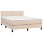 Cama box spring con colchón cuero sintético capuchino 140x190cm de , Camas y somieres - Ref: Foro24-3141064, Precio: 409,23 €...