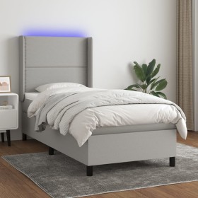 Cama box spring colchón y luces LED tela gris claro 90x190 cm de , Camas y somieres - Ref: Foro24-3138197, Precio: 322,66 €, ...