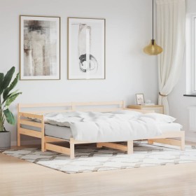 Sofá cama nido madera maciza de pino 90x200 cm de , Camas y somieres - Ref: Foro24-836147, Precio: 157,53 €, Descuento: %