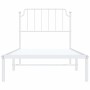 Estructura de cama de metal con cabecero blanco 90x200 cm de , Camas y somieres - Ref: Foro24-373929, Precio: 63,66 €, Descue...