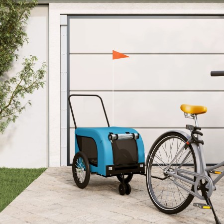 Remolque de bicicleta mascotas hierro tela Oxford azul negro de , Cochecitos para mascotas - Ref: Foro24-94023, Precio: 121,5...