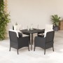 Set de muebles jardín 5 pzas con cojines ratán sintético negro en Conjuntos de jardín | Comprar online en Foru.es