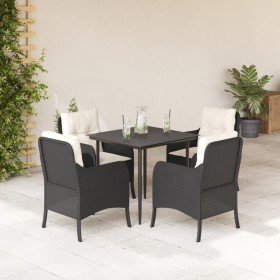 Set de muebles jardín 5 pzas con cojines ratán sintético negro en Conjuntos de jardín | Comprar online en Foru.es