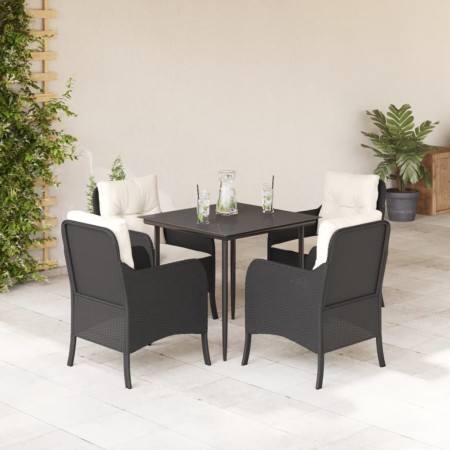 Set de muebles jardín 5 pzas con cojines ratán sintético negro en Conjuntos de jardín | Comprar online en Foru.es