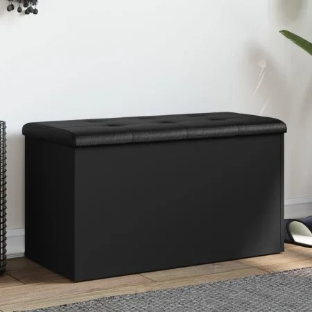Black engineered wood storage bench 82x42x45 cm by , Benches for halls and storage - Ref: Foro24-835048, Price: 76,91 €, Disc...