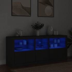Aparador con luces LED negro 162x37x67 cm de , Aparadores - Ref: Foro24-3208996, Precio: 209,84 €, Descuento: %