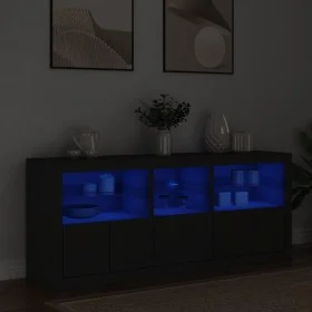 Aparador con luces LED negro 162x37x67 cm de , Aparadores - Ref: Foro24-3208996, Precio: 201,38 €, Descuento: %