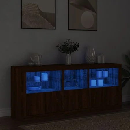 Sideboard with LED lights brown oak 162x37x67 cm by , Sideboards - Ref: Foro24-3209001, Price: 216,72 €, Discount: %