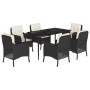 Set de comedor de jardín 7 pzas y cojines ratán sintético negro en Conjuntos de jardín | Comprar online en Foru.es