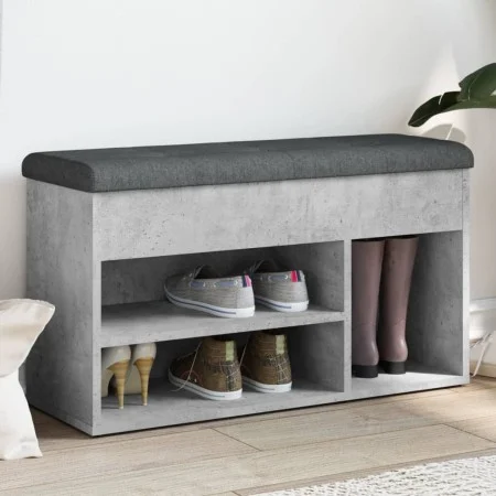 Concrete gray engineered wood shoe bench 82x32x45.5 cm by , Benches for halls and storage - Ref: Foro24-835029, Price: 68,93 ...