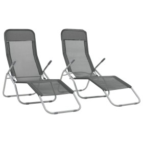 Tumbonas plegables 2 unidades textilene gris antracita de vidaXL, Tumbonas - Ref: Foro24-44340, Precio: 154,30 €, Descuento: %