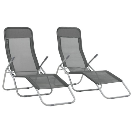 Tumbonas plegables 2 unidades textilene gris antracita de vidaXL, Tumbonas - Ref: Foro24-44340, Precio: 154,30 €, Descuento: %
