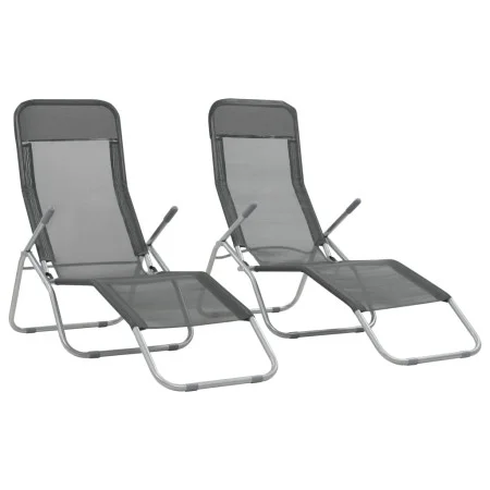Tumbonas plegables 2 unidades textilene gris antracita de vidaXL, Tumbonas - Ref: Foro24-44340, Precio: 125,96 €, Descuento: %