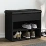 Black engineered wood shoe bench 62x32x50 cm by , Benches for halls and storage - Ref: Foro24-835097, Price: 63,49 €, Discoun...