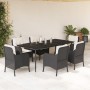 Set de comedor de jardín 7 pzas y cojines ratán sintético negro en Conjuntos de jardín | Comprar online en Foru.es