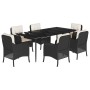 Set de comedor de jardín 7 pzas y cojines ratán sintético negro en Conjuntos de jardín | Comprar online en Foru.es