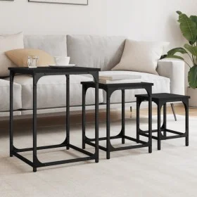 Stapelbare Couchtische, 3 Stück, schwarzes Holzwerkstoff von , Couchtisch - Ref: Foro24-838923, Preis: 41,54 €, Rabatt: %