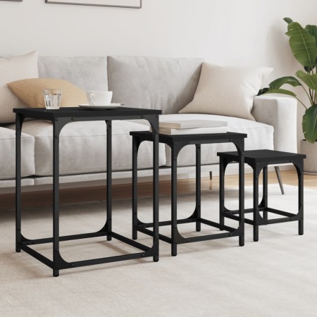 Mesas de centro apilables 3 piezas madera de ingeniería negro de , Mesas de centro - Ref: Foro24-838923, Precio: 41,94 €, Des...