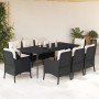 Set de comedor de jardín 9 pzas y cojines ratán sintético negro en Conjuntos de jardín | Comprar online en Foru.es