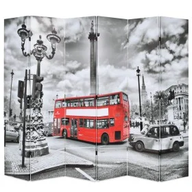 Biombo divisor plegable 228x170 cm bus Londres blanco y negro de vidaXL, Divisores de ambientes - Ref: Foro24-245876, Precio:...