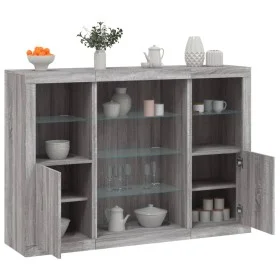 Aparador con luz LED 3 pzas madera de ingeniería gris Sonoma de , Aparadores - Ref: Foro24-3209133, Precio: 211,34 €, Descuen...