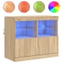 Aparador con luces LED roble Sonoma 81x37x67 cm de , Aparadores - Ref: Foro24-836660, Precio: 81,40 €, Descuento: %