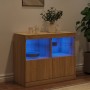 Aparador con luces LED roble Sonoma 81x37x67 cm de , Aparadores - Ref: Foro24-836660, Precio: 81,40 €, Descuento: %