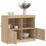 Aparador con luces LED roble Sonoma 81x37x67 cm de , Aparadores - Ref: Foro24-836660, Precio: 81,40 €, Descuento: %