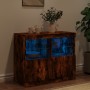 Aparador con luces LED roble ahumado 81x37x67 cm de , Aparadores - Ref: Foro24-836662, Precio: 77,66 €, Descuento: %