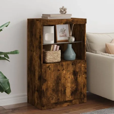 Sideboard with LED lights smoked oak 60.5x37x100 cm by , Sideboards - Ref: Foro24-836669, Price: 73,59 €, Discount: %