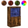 Aparador con luces LED roble ahumado 60,5x37x100 cm de , Aparadores - Ref: Foro24-836669, Precio: 75,32 €, Descuento: %