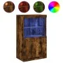 Aparador con luces LED roble ahumado 60,5x37x100 cm de , Aparadores - Ref: Foro24-836669, Precio: 73,59 €, Descuento: %